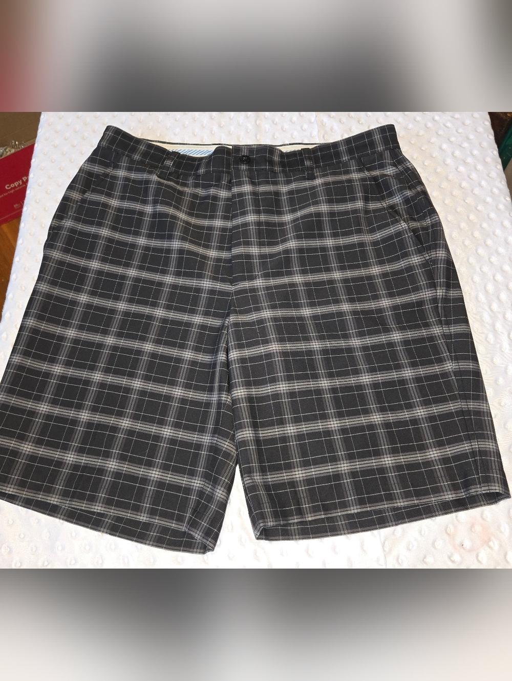 FJ Foot‎ Joy Shorts Men’s 34 Black/Grey Plaid Performance Stretch 9.5 Golf